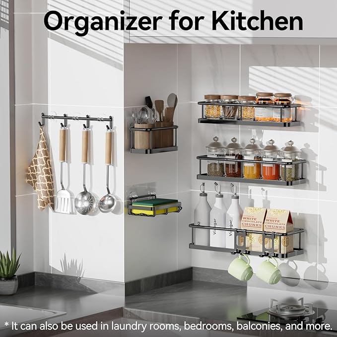 YASONIC Shower Caddy, 100% Rustproof Shower Shelves for Inside Shower, No Drilling Bathroom Organizers and Storage, 6 Pack Large Capacity Bathroom Shelves for Kitchen & Home Decor