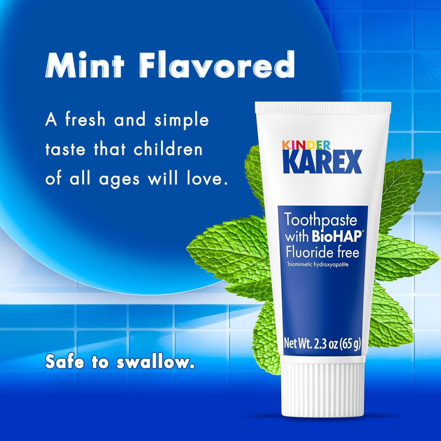 Kinder Karex Hydroxyapatite Kids Toddler Toothpaste I Fluoride Free I Clinically Tested I 2.3 oz (Pack of 3)