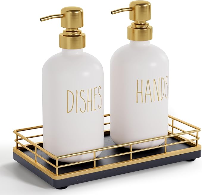 Wooden Decorative Tray, Oak 7.5" L Coffee Table for Kitchen Countertop Dresser Perfume Tray Jewelry Candle Nightstand Table Centerpieces for Dining Room Decor Black Gold