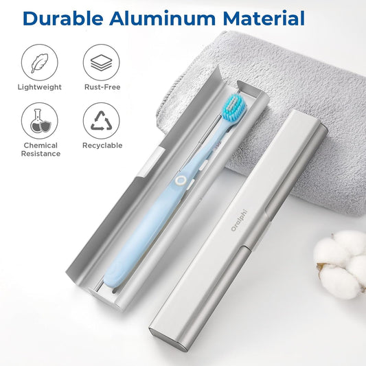 Aluminum Toothbrush Travel Case, Portable Travel Toothbrush Holder, Durable Manual Toothbrush Box Container for Traveling, Bathroom, Camping, Business Trip-1Pack Silver
