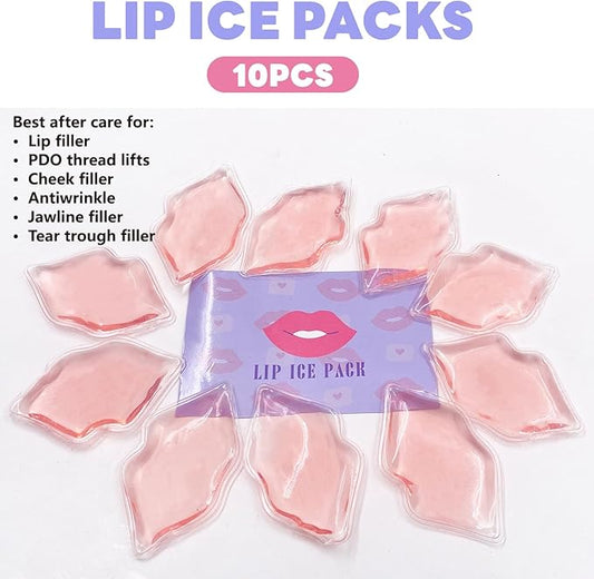 (10 PCS) Lip Ice Pack ,Ice Compress After Lip ice Treatment, Reusable ice pad for Cosmetic, Lip Shape ice Pack to Relieve Pain and Relax Lips, Anti-Aging Lip Care ice Pack to Reduce Lip Swelling