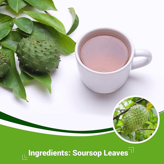 Soursop Leaf Herbal Tea (Graviola) - Caffeine & Sugar Free, 80 Teabags