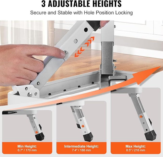 VEVOR 1-Step 330lbs Capacity Folding Steel Step Ladder, Adjustable Height, Non-Slip Sturdy Step Stool for Adults, Toddlers, Offices, RVs, Bathrooms, Bedrooms