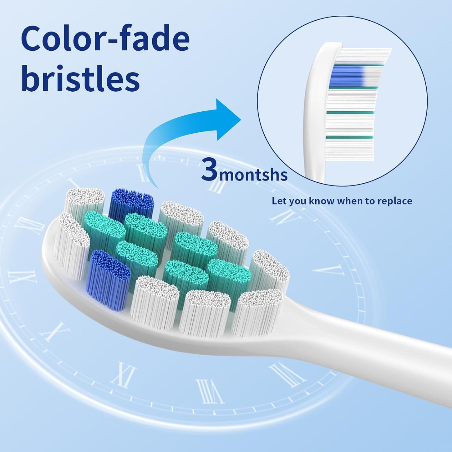 TAWEE Electric Toothbrush Replacement Heads Compatible with Philips Sonicare Click-On Handles Medium Soft End-Rounded Bristles for Plaque Control Travel case10 Pack