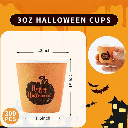 Tamone 300 Pack Halloween Cups 3 oz Bathroom Cups, Small Mouthwash Cups, 3 oz Paper Cups Disposable,3oz Orange Paper Cups for Party, Picnic, BBQ, Travel, Home and Event