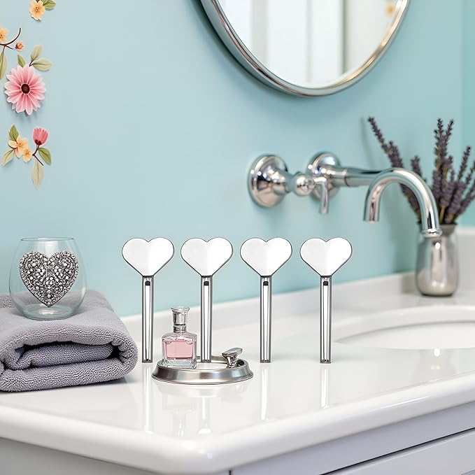 4Pcs Silver Metal Manual Toothpaste Squeezer Heart Stainless Steel Dispenser Tube Squeezer Hand Cream Tube Key Roller Set Bathroom Accessories Tube Squeezing Aids Bathroom Safety Daily Living Aids