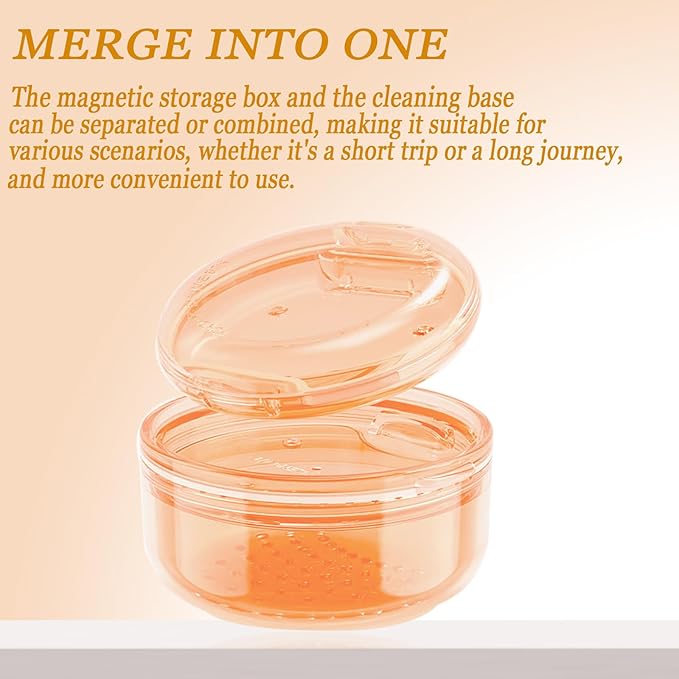 2 in 1 Retainer Case Retainer Bath Case for Cleaning and Store Retainer Mouth Guard Aligner Night Guard Partial Denture, All-in-one Retainer Bath and portable storage case