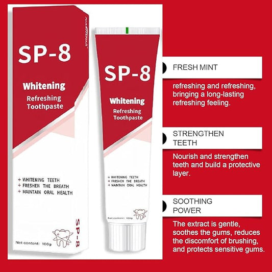 2Pcs SP8 Toothpaste,SP-8 Probiotic Whitening Toothpaste,Ultra Whitening,Provides Total Protection for Gums