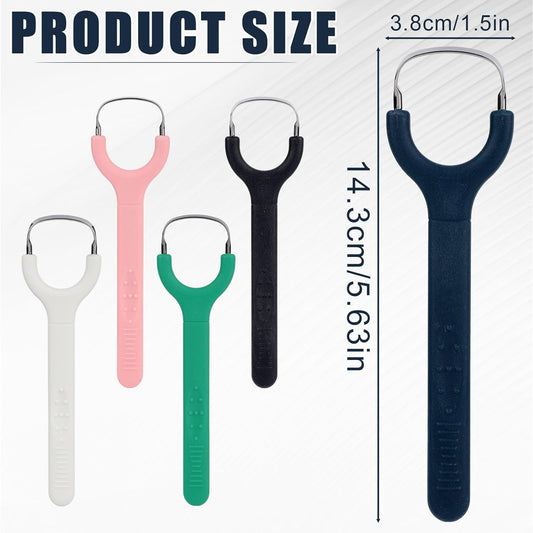 5pcs Colorful Tongue Scraper, Portable Tongue Cleaner with Ergonomic Handle Stainless Steel & Plastic Tongue Scraper for Adults Kids (5 Colors)