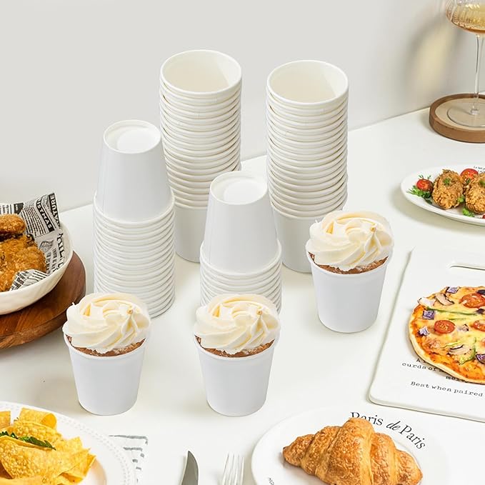 SIUQ 600 Pack 3 oz Paper Cups, Disposable Bathroom Cups, Small Mouthwash Cups, White Paper Cups, Hot/Cold Beverage Drinking Cup for Bathroom, Home, Party, Office, Picnic, Travel and Events
