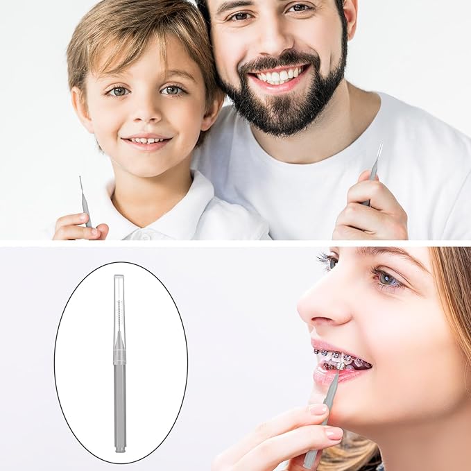 Patelai 100 Pieces Braces Brush for Cleaner Interdental Brush Toothpick Dental Tooth Flossing Head Oral Dental Hygiene Flosser Toothpick Cleaners Tooth Cleaning Tool (Gray)