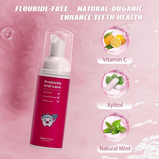 Kids Foam Fluoride Free Toothpaste with Watermelon and Strawberry Mint Flavor,Toddler Natural Teeth Deep Cleaning Toothpaste for U Shaped Toothbrush