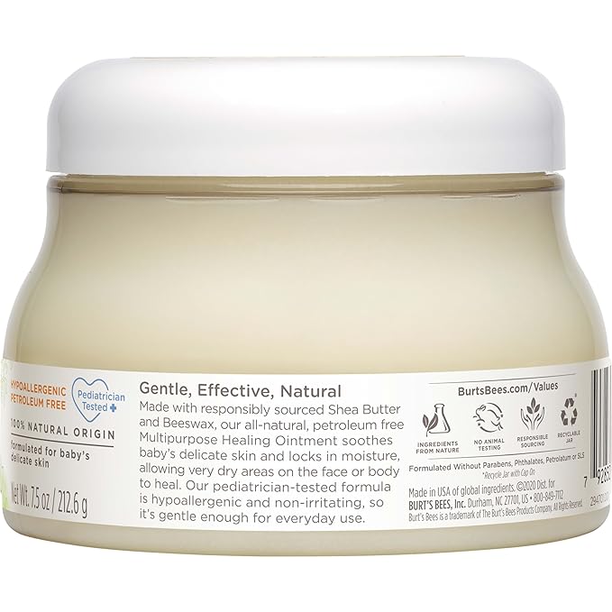 Burt's Bees Baby 100% Natural Multipurpose Ointment, Face & Body Baby Ointment – 7.5 Ounce Tub