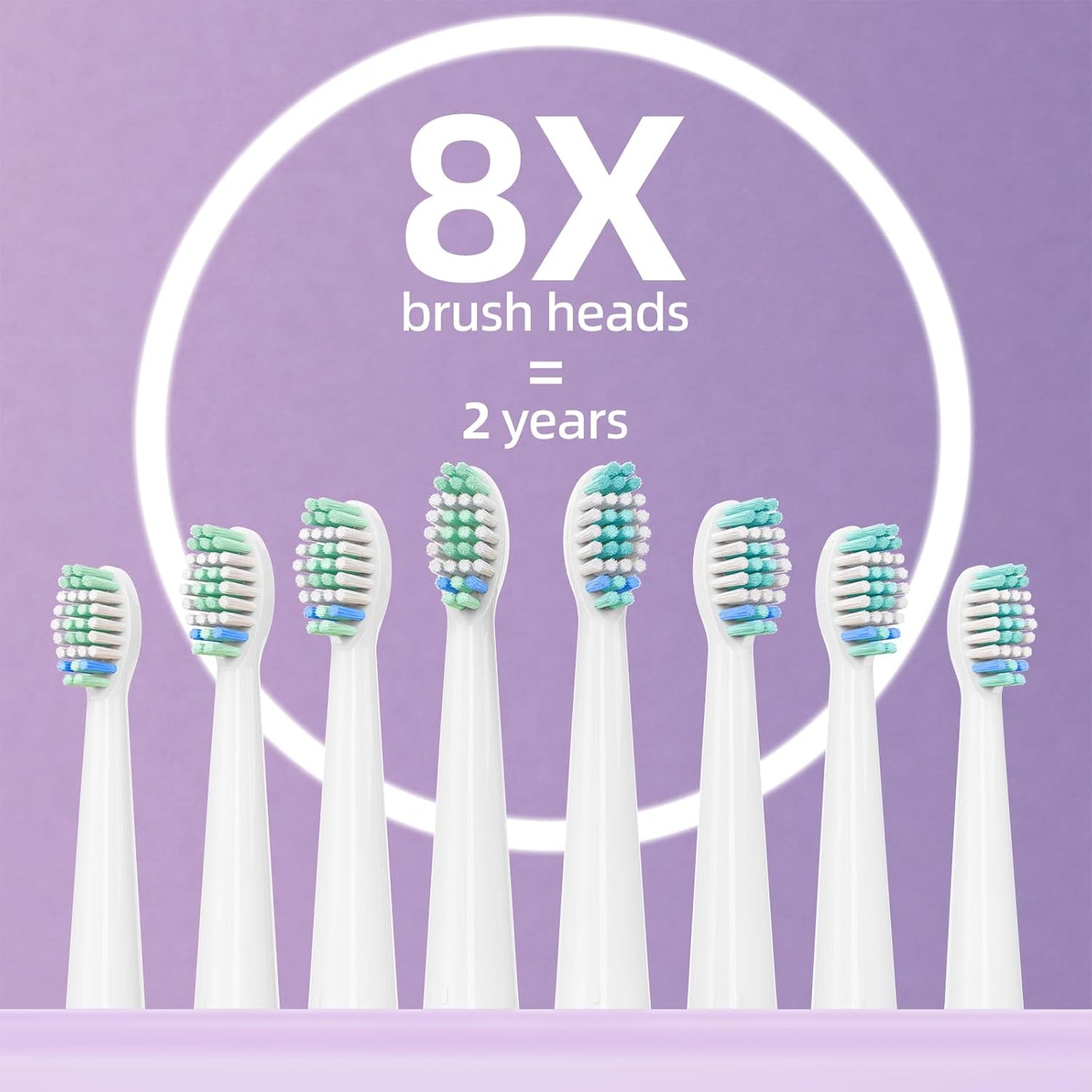 YUNCHI Electric Toothbrush for Adults and Kids, Travel Electric Toothbrush & Case, Sonic Rechargeable Toothbrushes, 90 Days, 8 Brush Heads, 2 Min Timer, IPX7 Waterproof, 5 Modes, Purple White Gradient