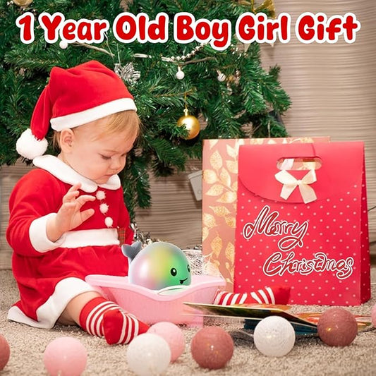 Gigilli Baby Bath Toys, Bath Toys for Kids Ages 1-3, 1 2 3 Year Boy Girl Gift Christmas Stocking Stuffers for Babies 6-12-18 Months Light Up Whale Bath Toy Sprinkler Toddler Birthday Bathtub Water Toy