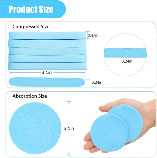 120 Pcs Facial Sponge Compressed, Luxiv Face Cleansing Sponge Estheticians Compressed Makeup Facial Sponge Round Wash Face Sponges for Women Compress Exfoliating Removal Sponge (blue)