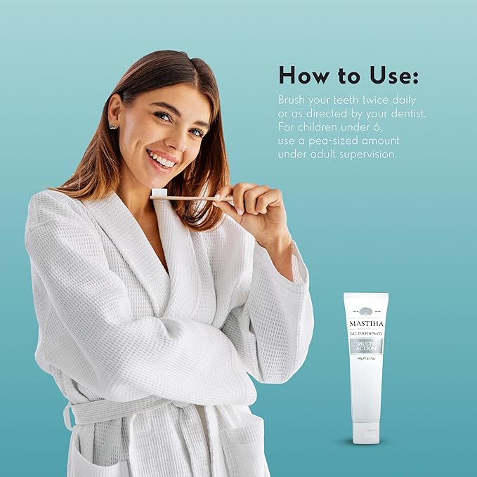 Mastihashop Multi Action Gel Toothpaste with Chios Mastiha - Fluoride-Free, Menthol-Free, Gluten-Free Greek Natural Toothpaste Gel - Gentle, Vegan-Gluten Free Oral Hygiene for The Whole Family