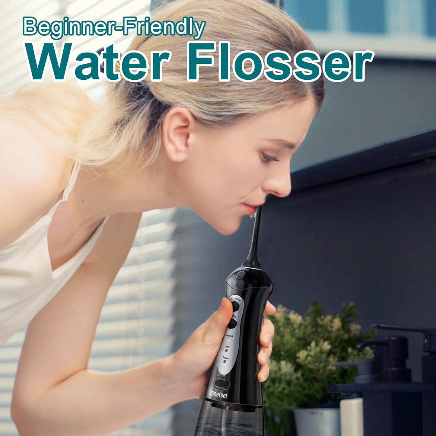 Nicefeel Cordless Water Dental Flosser – 300ML BPA-Free Portable Oral Irrigator, 3 Cleaning Modes, Fast Charge, IPX7 Waterproof for Teeth, Gums & Tonsil Stones – Home & Travel Use