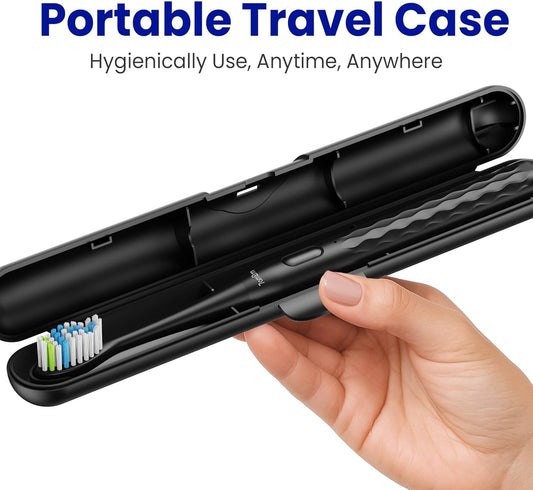 7AM2M Sonic Electric Toothbrush for Adults & Kids, with Travel Case&2 Brush Heads, 1 Charge for 90 Days, Type-C Rechargeable Sonic Toothbrush, Compact Design for Daily/Travel Use - Midnight