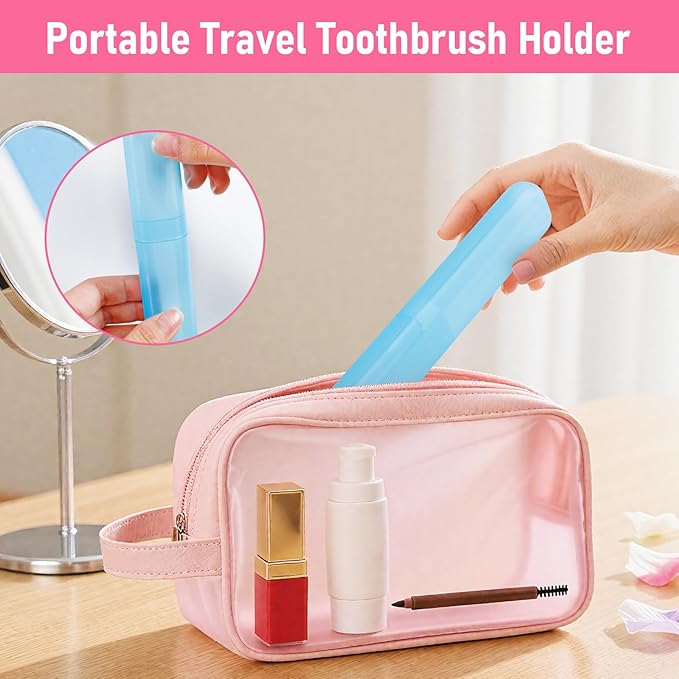 21 PCS Toothbrush Case, 7 Colors Plastic Toothbrush Storage Cases, Multiple Color Travel Toothbrushes Holder, Dust-Proof Portable Toothbrushes Travel Containers for Business Trip Home Camping