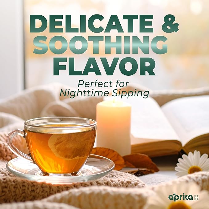 100% Pure Chamomile Tea - Only Flowers without Stems, Chamomile Tea Bags Caffeine Free, 60 count, Calming Tea Chamomile by Aprika Life