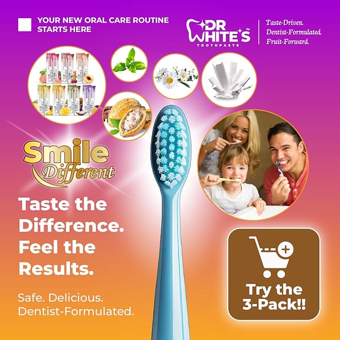 Dr. White’s Fluoride-Free nHA Toothpaste 3-Pack; Dentist-Formulated, Nano Hydroxyapatite + Xylitol, Sensitivity Relief Complex™, Mint-Free, Enamel Safe, Swallow-Safe (3.5 Oz, Mango Joy)