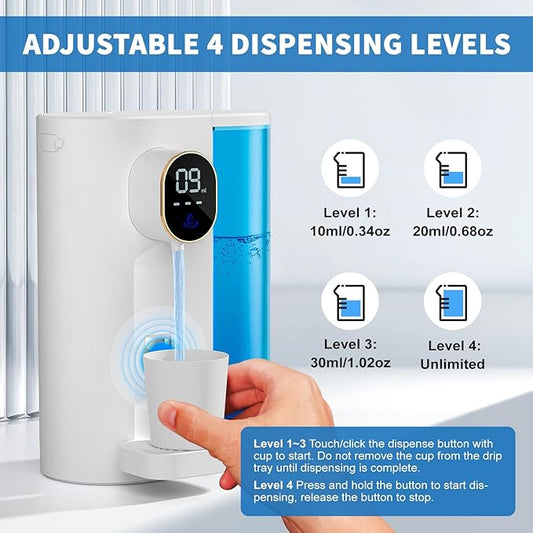 Automatic Mouthwash Dispenser for Bathroom: 20.3Oz Mouth Wash Dispenser with Magnetic Cup Holder, 4 Levels, Wall Mounted, Electric dispensador de enjuague bucal for Kids Adults, Bathroom Accessories