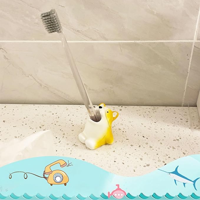 Cute Animal Toothbrush Holder - Corgi Pen Pencil Holder,Mini Resin Freestanding Storage Base for Box Pen Brush Toothpick Desktop Storage Container, Washroom Office Organizer Accessories (Corgi)