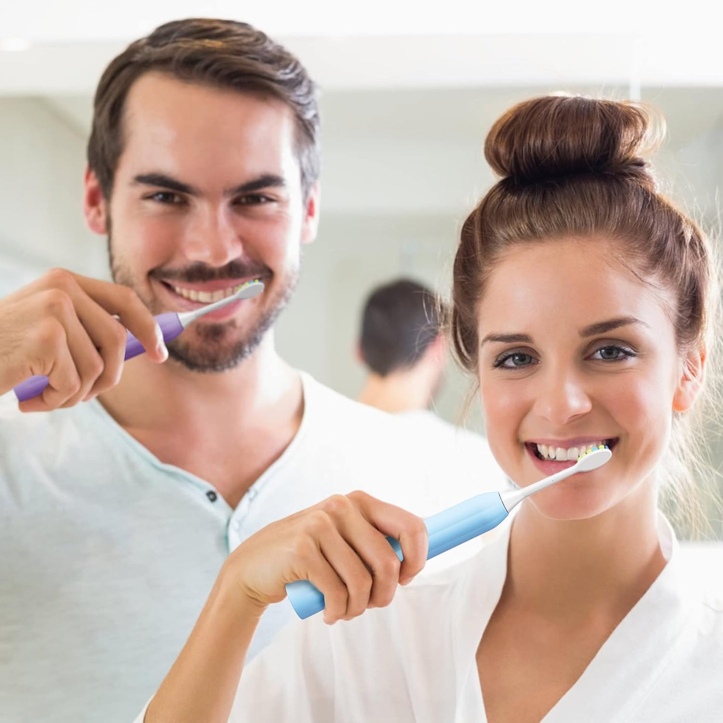 7AM2M Rechargeable Sonic Electric Toothbrush 2 Pack, Soft Toothbrushes for Adults and Kids with 12 Brush Heads, IPX7 One Charge Use for 60 Days, 5 Modes with 2 Minutes Build in Smart Timer