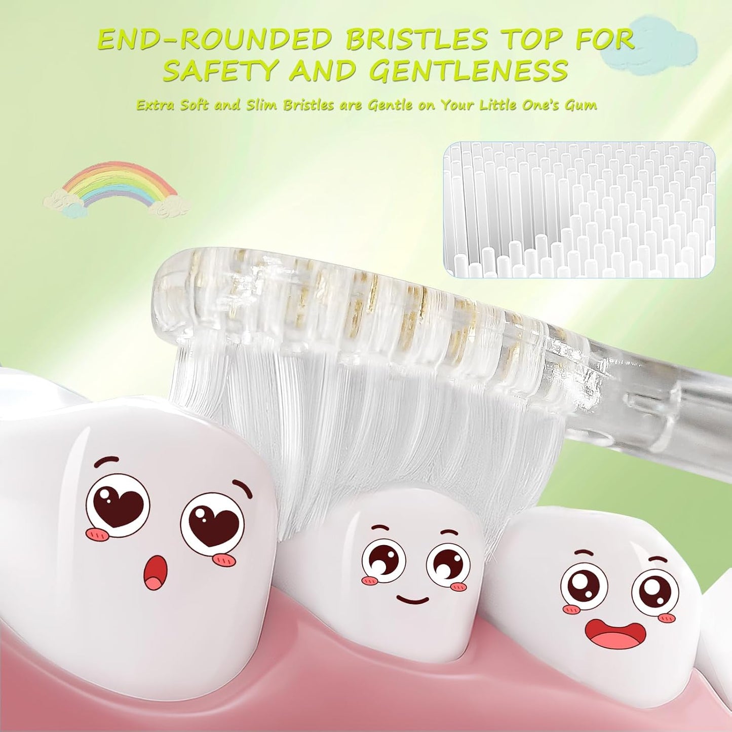 teeteck Electric Toothbrush for Kids - Toddler Electric Toothbrush with Magnetic Charging, Includes 2 Brush Heads, Magnetic USB Charging Cable for Ages 1-6 Boys Girls (Yellow