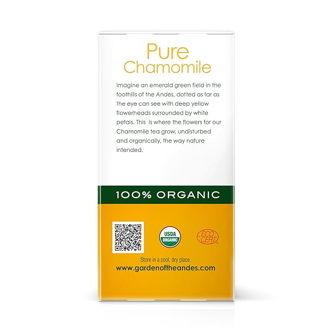 Garden of the Andes - Organic Chamomile Tea - 20 Tea Bags/Box, Pack of 6 (120 Count) - Caffeine-Free Herbal Infusion from Handpicked Flowers - Supports Digestive Comfort and Promotes Relaxation