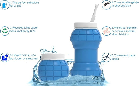 Portable Bidet Travel-Collapsible & Expandable 550ml | Lightweight, Peri Bottle for Women, Travel Bidet Portable, Handheld Bidet, Portable Bidet for Women, Hand Held Bidet, Bidet Bottle, Camping bidet