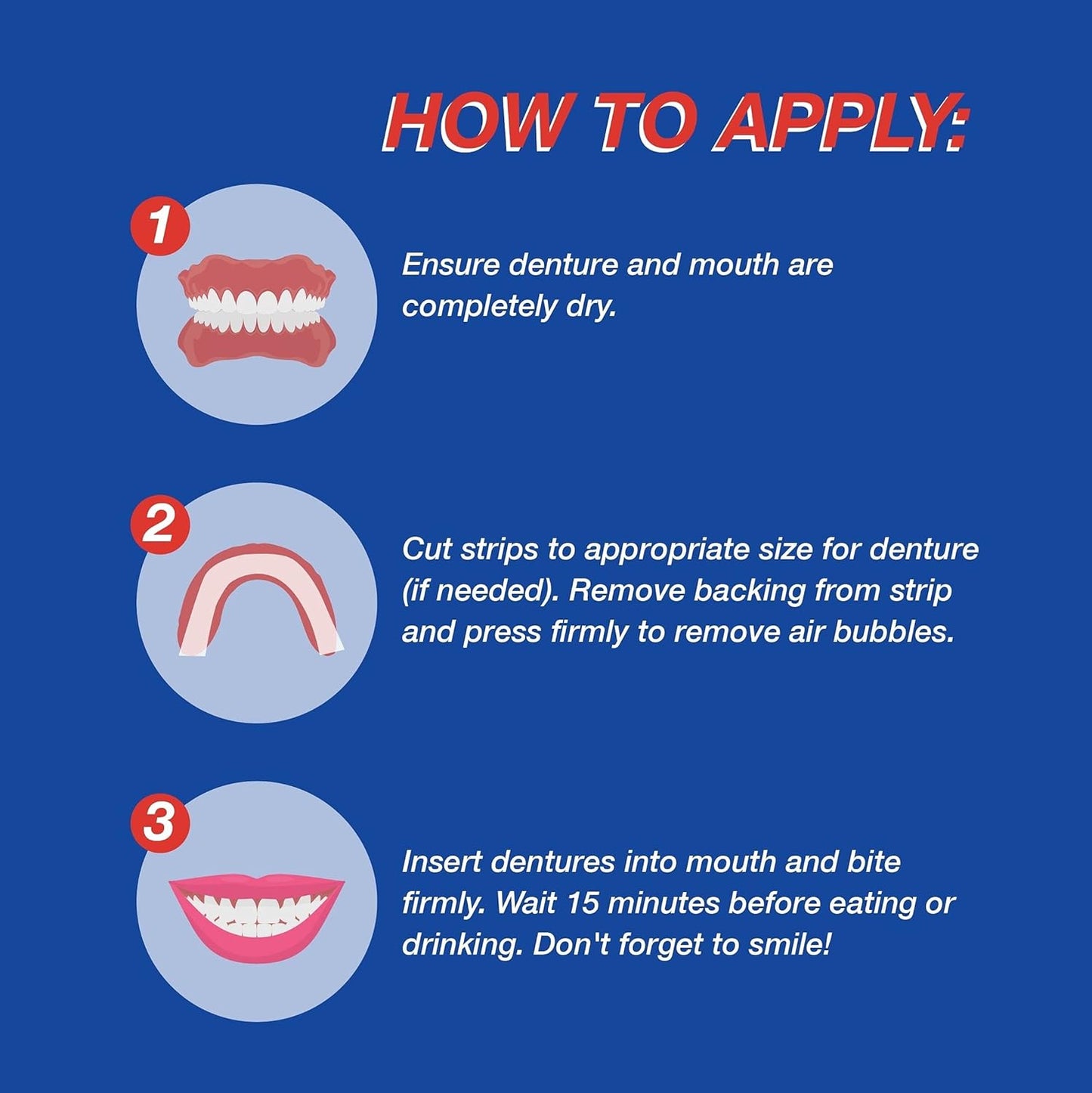 Secure Denture Adhesive Strips – Zinc Free – Waterproof – Comfortable Cushion Fit for Lowers – Extra Firm All-Day-Hold – No Mess – Clean Ingredients - 30 Strips (2 Pack)