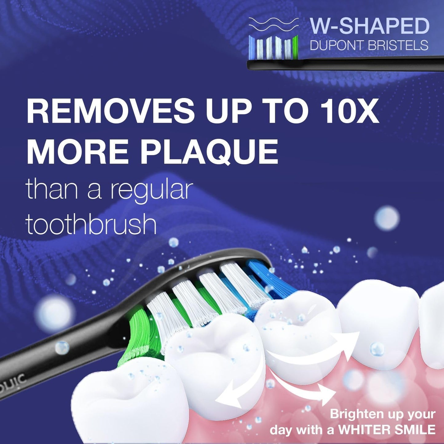 Wagner Stern The Sapphire Blue Edition ultrasonic whitening Electric Toothbrush Features Five Brushing Modes, Eight Soft Brush Heads, and a Premium Travel case.