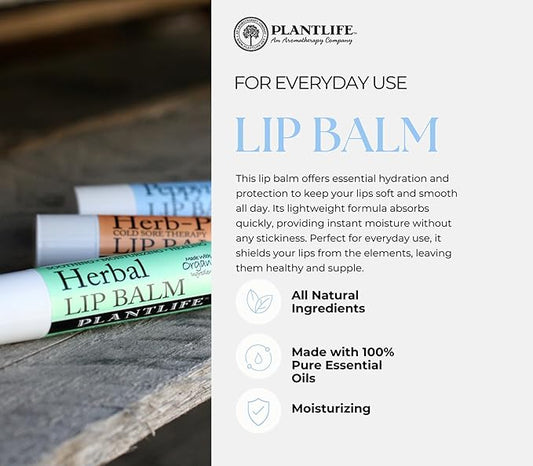 Plantlife Herbal Lip Balm 2 Pack - Organic Made with Beeswax, Calendula & Chamomile - Soothing Balm for Chapped Lips - Moisturize Lips & Works on Minor Cuts - Made in California