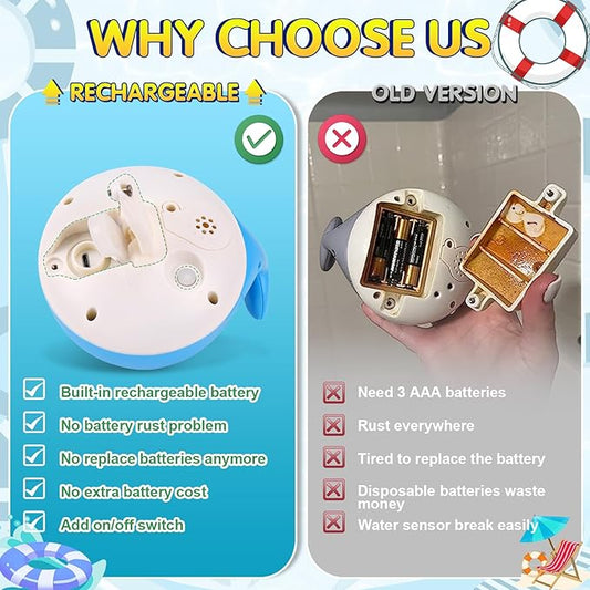 Gigilli Baby Boy Bath Toys, Light Up Whale Fountain Toys for Boys 0-6 6-12 12-18 Months or Kids Ages 1-3 2-4, Rechargeable Ocean Blue