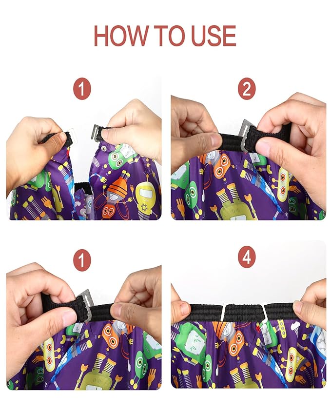 Kids Barber Cape with Neck Duster Brush, Professional Salon Hair Cutting Cape with Adjustable Snap Closure(Cartoon Robot)