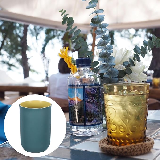 uxcell 2Pcs Plastic Drinking Cups, Double Color Unbreakable Reusable Bathroom Cup Mouthwash Cup Toothbrush Tumbler Holder, Dark Blue