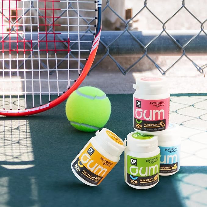 DC24 DAILY CARE Xylitol Chewing Gum with Erythritol, Aspartame Free & Sugar Free Gum for Dry Mouth, Low-Calorie, Sugarless, Watermelon, 60-Piece Pack, 4 Packs