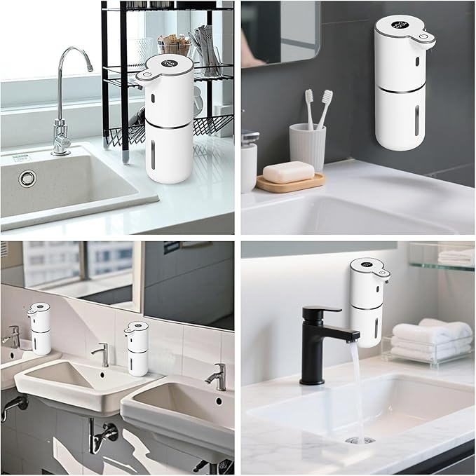 2 Pack Automatic Liquid Soap Dispenser Touchless, USB Rechargeable Smart Hand Soap Dispenser, 6-Level Adjustable, 12.8oz/380mL Wall Mount for Bathroom Kitchen Dish Soap