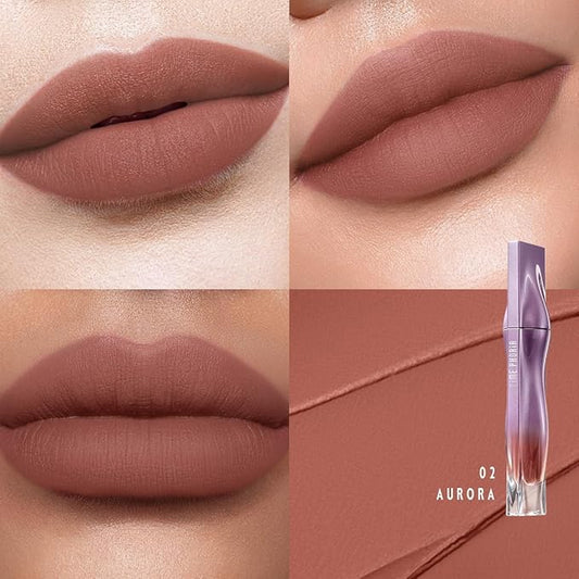 NEBULA VELVET LIP CREAM-Long Lasting Lip Stain, Waterproof and Transferproof Lip Tint, Matte Finish, Smooth Out Lip Lines, Lightweight & High Coverage, Stocking Stuffers (02 AURORA)