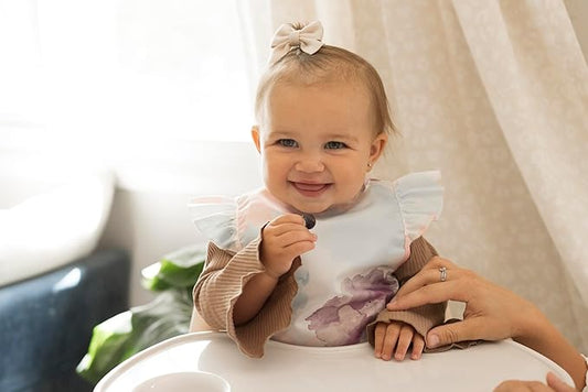 Tiny Twinkle Mess Proof Baby Bib for Girls | Waterproof Toddler Bib for Eating | Baby Apron for Feeding | Machine Washable | Perfect Shower Gift (Cotton Candy, 6–24M)