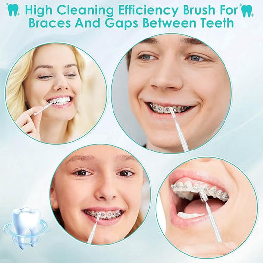 Lezmarket 300PCS Interdental Brushes for Braces, Soft and Bendable Dental Brush for Orthodontic Braces, Braces Cleaner Brush Tooth Pick Teeth Flossers Brushes for Teeth (White)
