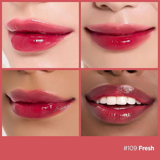 Laka Fruity Glam Lip Tint Mini, 1.9g/0.07oz, Glowing Lip Stain with Wide Color Spectrum, Hydrating & Lightweight Texture, Long-Lasting Bold Stain, Non-Sticky, Vegan, K-Beauty (#109 Fresh)