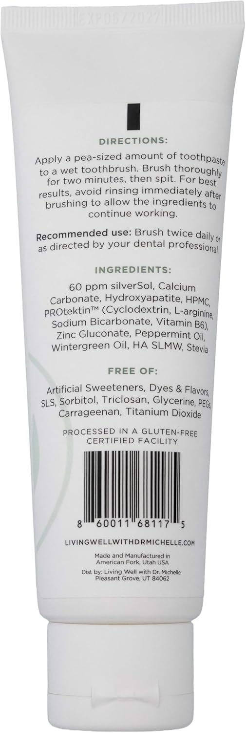 Hydroxyapatite Toothpaste – Fluoride-Free Remineralizing Formula with PROtektin – Supports Enamel Strength, Oral Microbiome & Gum Health – Mint – 4 oz