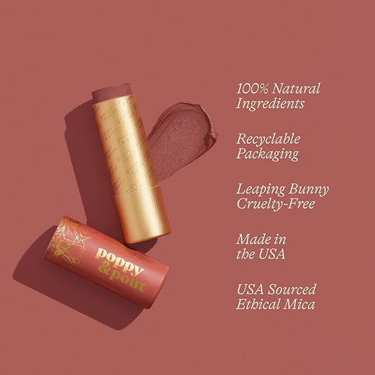 Poppy & Pout All Natural Lip Tint, Cardboard Tube, Hand-Filled, Beeswax, Vitamin E, Coconut Oil, Cruelty Free, All-Natural Shades (Debbie)
