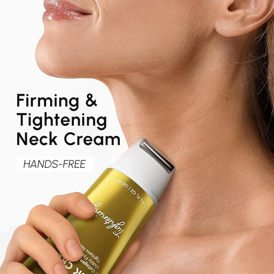 MAREE Neck Cream with Roller - Lifting Neck Creams For Tightening and Firming - 3D-Collagen & AH-8 Firming Neck Cream Roller - Face Décolleté Wrinkle Cream for Women - Crema Reafirmante Para el Cuello