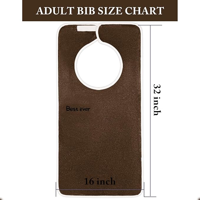 3 Pack Adult Bibs, Microfiber Super Soft Eating Cloth for Adults, Disabled, Adjustable, Dining Clothing Protector