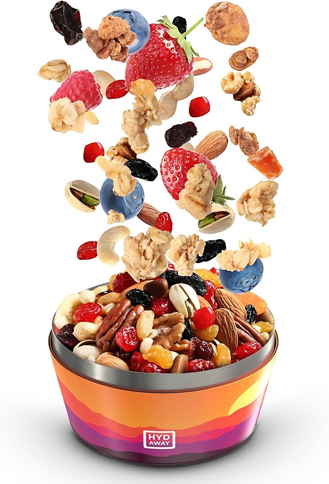 HYDAWAY 1-Quart Collapsible Insulated Bowl with Lid - BPA-Free, Leak-Resistant, Space-Saving Camp Bowl - Ideal for Hiking, Travel & Outdoor Meals