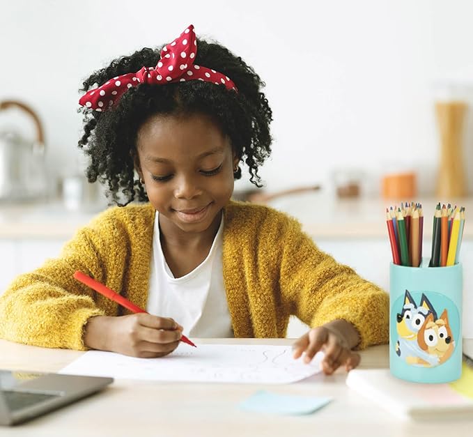 Bluey 2 Piece Bathroom Set - Blue Soap Dish & Toothbrush Holder Set - Kids Bluey and Bingo Resin Bathroom Accessories
